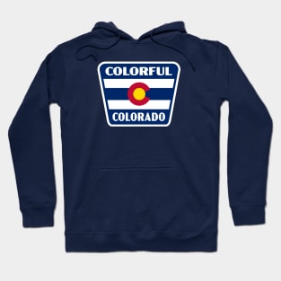 Colorful Colorado Retro Flag Badge (Blue) Hoodie